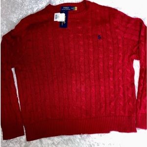 Ralph Lauren Polo Garnet Red Cable Knit Crew Sweater Men’s sz XXL